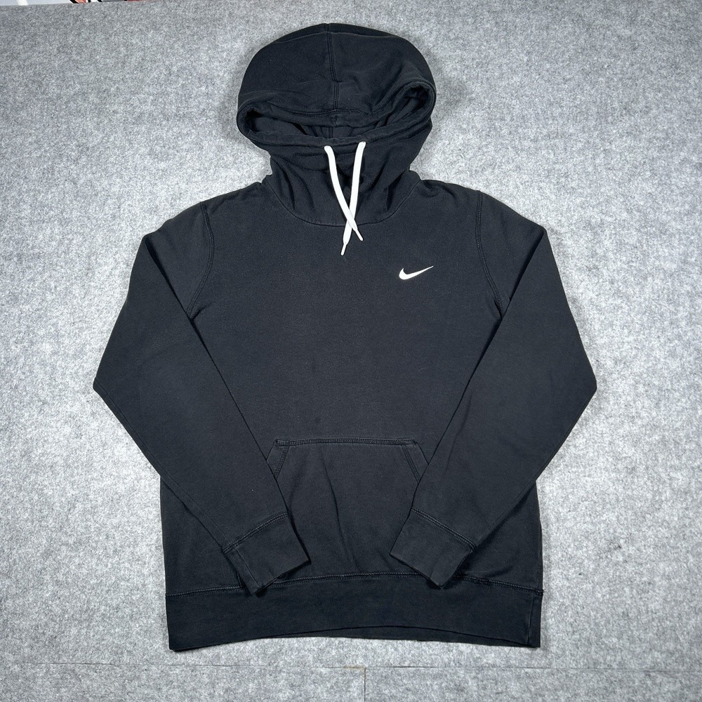 Nike Pullover Hoodie Women's Size Large Black Side Swoosh Logo Activewear Fleece